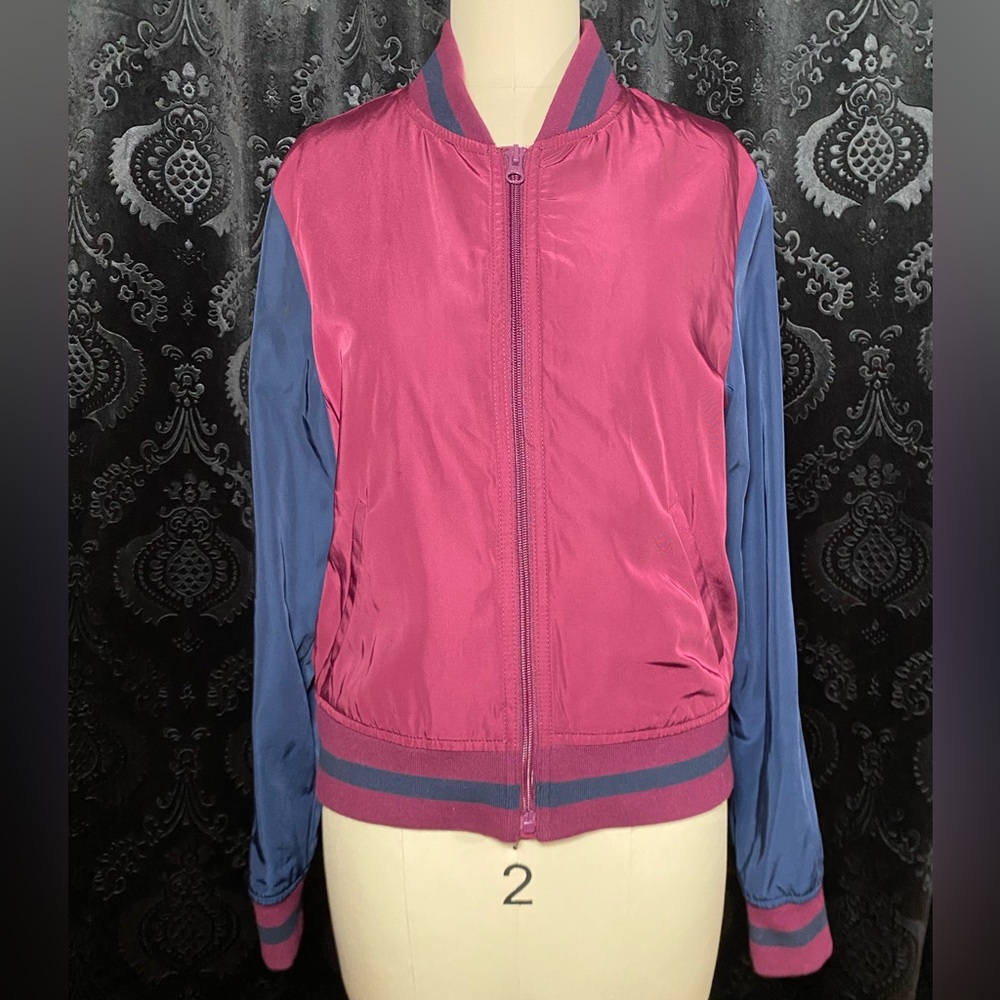 GAP Women's Vibrant Pink and Blue Bomber Jacket